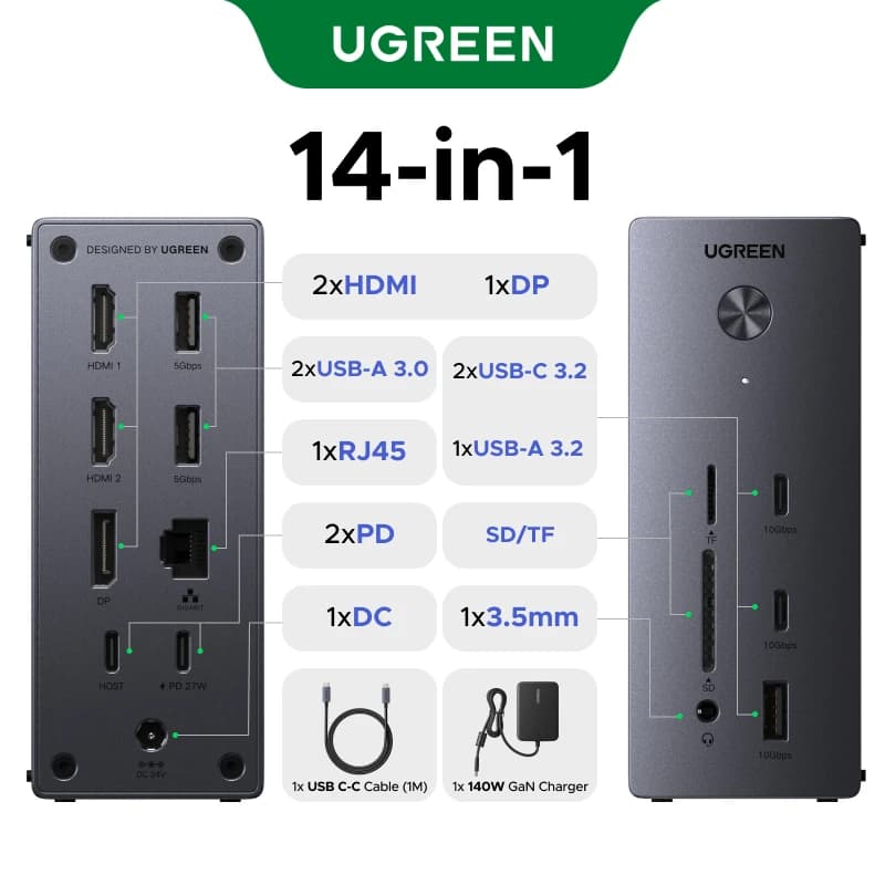 Dock UGREEN de 14 puertos