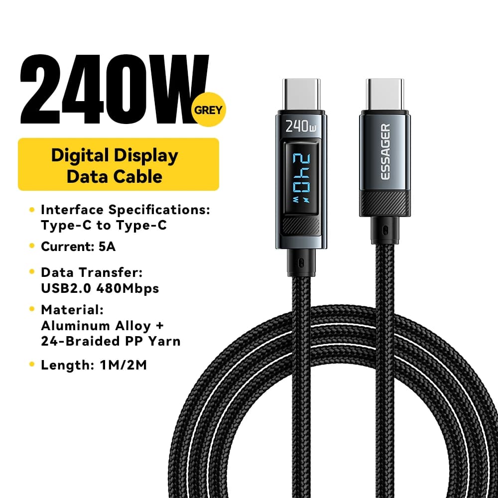 Cable ESSAGER USB-C 240W · 1 m