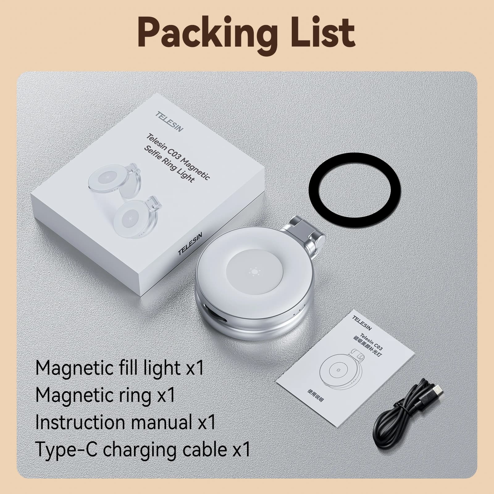 Luz magnética TELESIN para celular