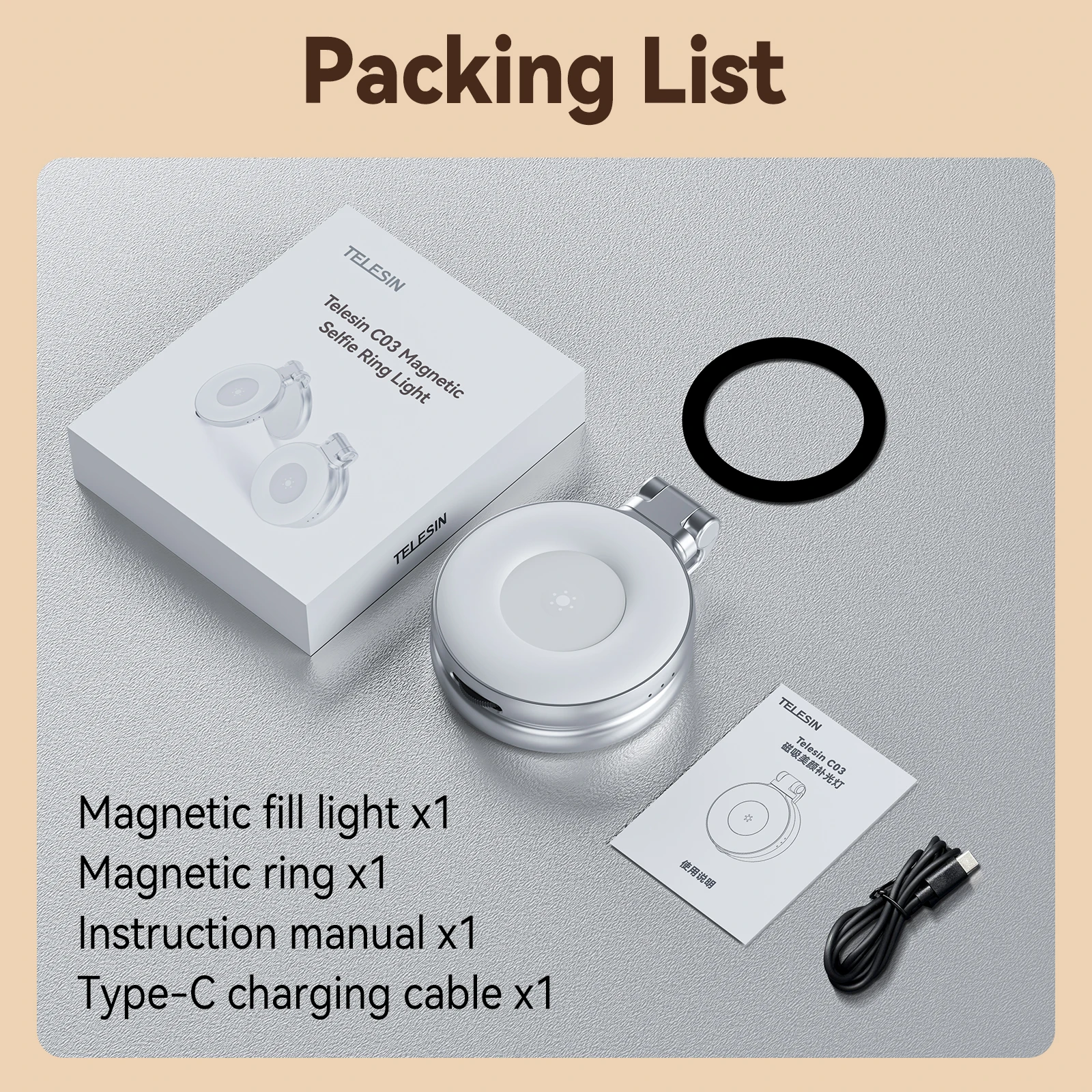 Luz magnética TELESIN para celular